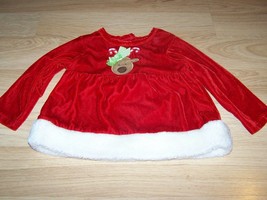 Size 2T Kirkland&#39;s Red Velour Reindeer Holiday Santa Top Tunic Dress EUC - £11.01 GBP