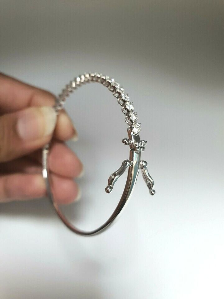 18Carat White Gold Diamond Half Circle Hinged Bangle 2.11 carats Item image 8