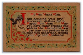 My New Years Wish Poem Bon Ton UNP DB Postcard A16 - £3.97 GBP