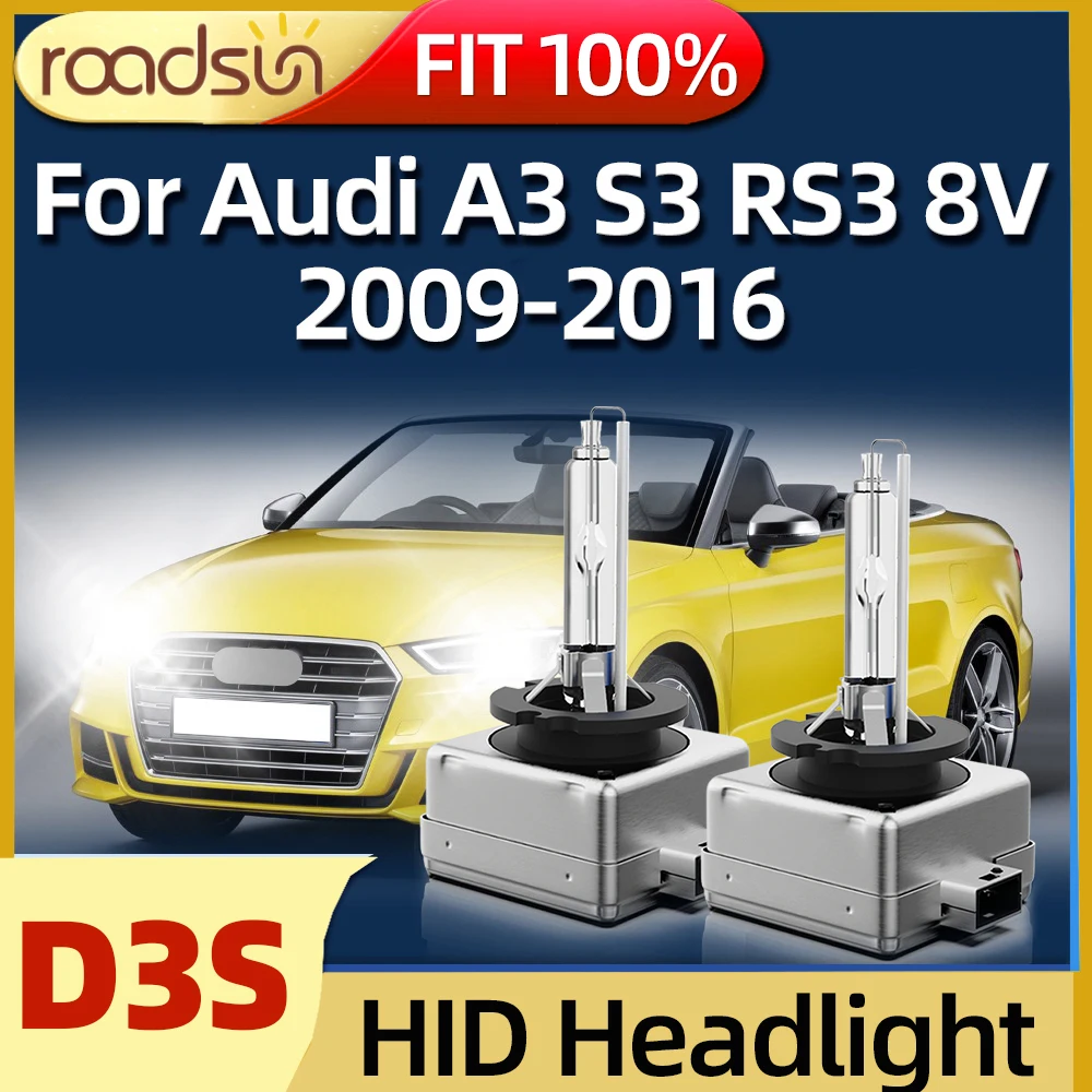 Roadsun 2PCS 6000K White HID Xenon Car Headlight 35W Light Bulbs For Audi A3 S3 - £39.46 GBP