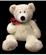 Vintage Dan Dee JUMBO Polar Bear w/Red Rose Ribbon Plush Ivory White Stuffed 30" - $125.00