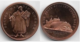 Martin Luther Cameo Copper Token Coin Eine Feste Burg Ist Unser Gott 1517 Grace - £101.39 GBP