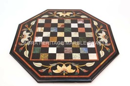 24&quot; Marble Chess Coffee Bedroom Table Top Inlay Mosaic Kitchen Center Decor E648 - £362.61 GBP