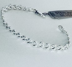 Genuine 925 Sterling Silver Panther Chain Bracelet Italy  Lobster Clasp 7.5 in - £12.90 GBP