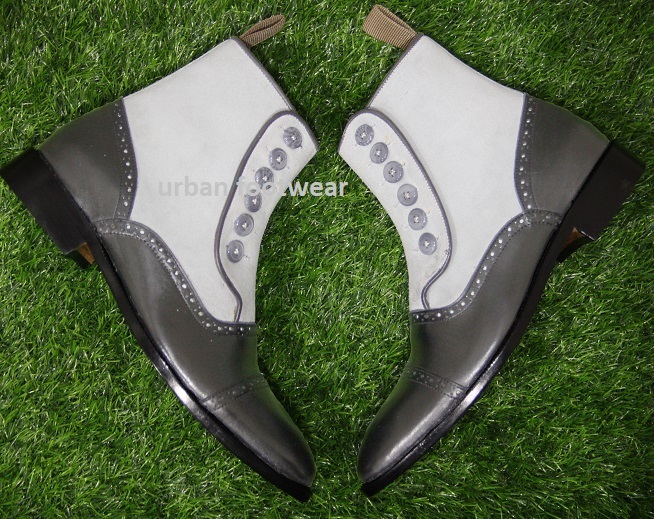 New Mens Handmade Stylish Formal Boot, White Suede & Grey Leather Casual