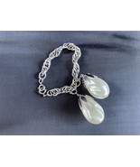 Vintage Retro Silver Tone Metal Braided Chain Bracelet With Faux Baroque... - €21,32 EUR