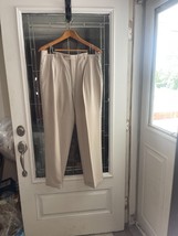 Haggar Comfort Equipped Mens Kaki Stretch Slacks  Pleated and Cuff 38X30 - $14.80
