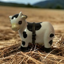 Vintage Holstein Cow Hinged Trinket Box - $13.57