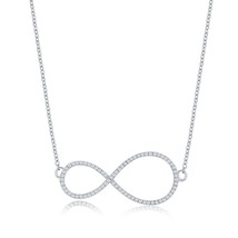 Sterling Silver, Infinity Design Diamond Necklace - (73 Stones) - £180.33 GBP