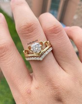 1.20Ct Round Moissanite Engagement Ring Set Vintage Bridal Set In 14K Gold - £146.70 GBP