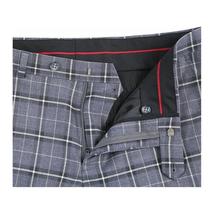 Mens Suit RENOIR English Plaid Window Pane Stretch Slim Fit Comfort 293-14 Gray image 8