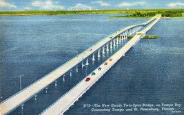 New Gandy Twin Span Bridge Unposted Postcard Tampa Bay - £7.78 GBP