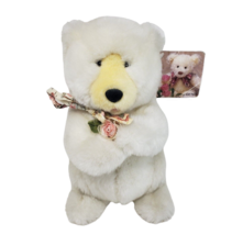 15&quot; VINTAGE 1992 GUND WHITE TEDDY BEAR W FLOWERS STUFFED ANIMAL PLUSH TO... - £66.50 GBP