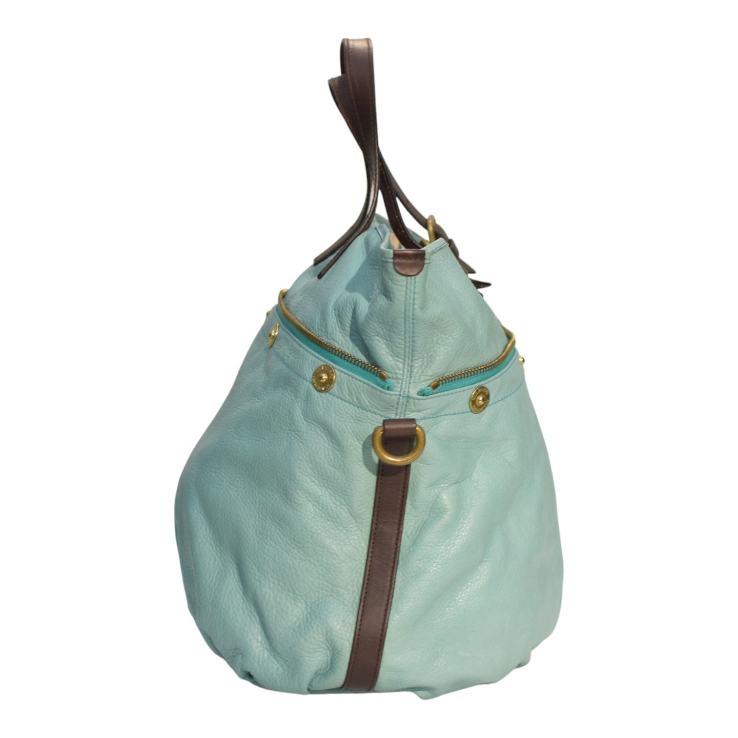 Mulberry Tillie Tote Bag Aqua Blue Leather with Brown Handles & detachable strap Item image 4