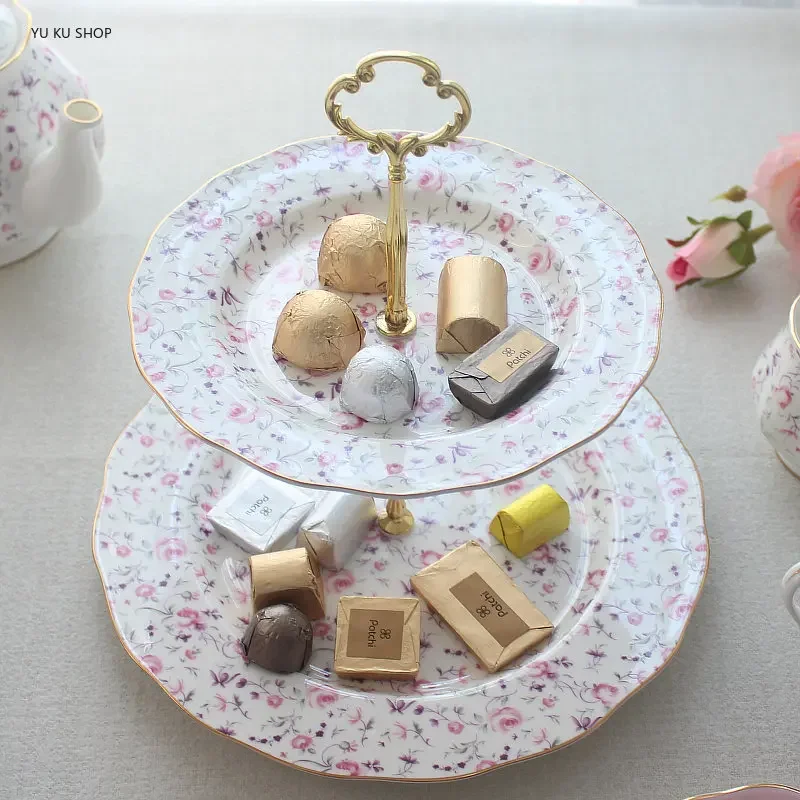 Bone China Coffee Cup Set Dessert Plate Sugar Bowl Cake Rack Milk Cup Ca... - $203.82