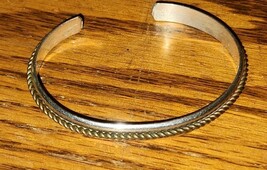 Small Sterling Silver Cuff Bracelet Rope Design - $29.99