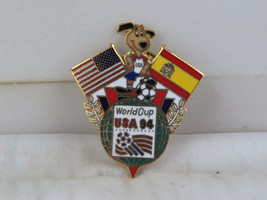 1994 Soccer World Cup Pin - Team Spain Dual Flag by Peter David - Metal Pin - £12.02 GBP