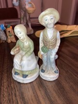 Porcelain Figurine Pair, Old Man And Woman With Basket And Carrots - £6.80 GBP