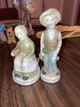 Porcelain Figurine Pair, Old Man And Woman With Basket And Carrots - £6.42 GBP