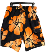 original panama jack men&#39;s board shorts orange hibiscus print size M - $218.16 MXN
