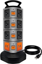 Power Strip Tower Surge Protector with USB Port Multi Outlet Charging Station - £33.97 GBP
