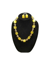 Vintage Yellow Moonglow Cube Necklace Set - £43.95 GBP