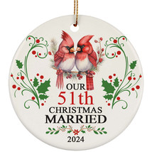 Our 51th Years Christmas Married Ornament Gift 51 Anniversary Cardinal Couple - £11.59 GBP