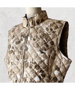 Eddie Bauer Women&#39;s XL Quilted Goose Down Vest Tan Beige Floral Camo Zip... - $704.41 MXN