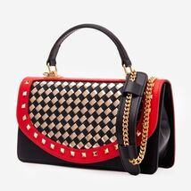 The Dosso Black and Gold Handwoven Leather Handbag image 2