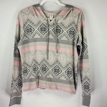 Victoria Secret Womens Hoodie Size Large Thermal Toy Gray Piunk Long Sle... - £14.00 GBP