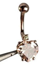 1CT Corazón Cz Morganita Y Diamante Piercing Ombligo 14K Chapado en Oro ... - £95.74 GBP