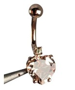 1CT Corazón Cz Morganita Y Diamante Piercing Ombligo 14K Chapado en Oro ... - $85.38