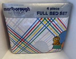 NEW Vintage 1978 Jim Davis Garfield Full Bed Sheets Set-Flat Fitted Pillowcase  - $67.32