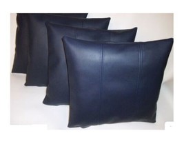 Pillow Leather Cushion Cover Decor Set Genuine Soft Lambskin Blue All sizes 25 - £26.90 GBP+