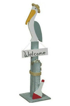 PELICAN WELCOME PIER POST - Nautical Lawn Porch Ornament Sea Bird Sign A... - $139.97