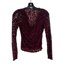 Bershka Burgundy Red Lace Lace Front Long Sleeve Top Size Small - $18.30