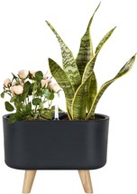 Oval Self Watering Planter Pots 5.6 X 11 Inch Home Garden, Black With St... - $32.99