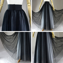 Black White Fluffy Tulle Maxi Skirt Women Custom Plus Size Evening Tulle Skirt image 3