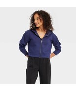 A New Day Women&#39;s Double Knit Zip Hoodie Sweatshirt Jacket X-LARGE Navy ... - $22.99