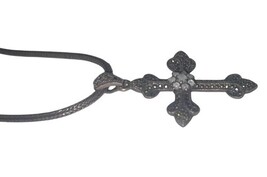 Konstantino Sterling Silver Marcasite MOP Cross Necklace Byzantine Chain 925 Vtg image 4
