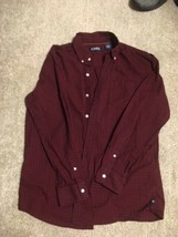 Men&#39;s Chaps Long Sleeve Shirt--Size M--Maroon/Black Checkered - £7.86 GBP