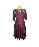 Adrianna Papell Womens Fit Flare Dress Red Black Lace Overlay Feminine E... - $552.90 MXN