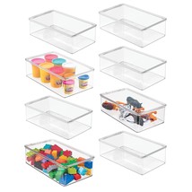 mDesign Plastic Playroom/Game Organizer Box Containers with Hinged Lid for Shelv - £121.00 GBP