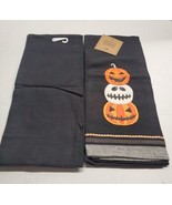 Set of 2 Embroidered Halloween Pumpkins Kitchen or Bath Hand Towels  100... - £10.87 GBP