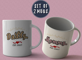 New Parents Mug Set, New Mom Mug, Mommy to be Mug, Daddy Mommy Est 2017,  Expect - $25.95
