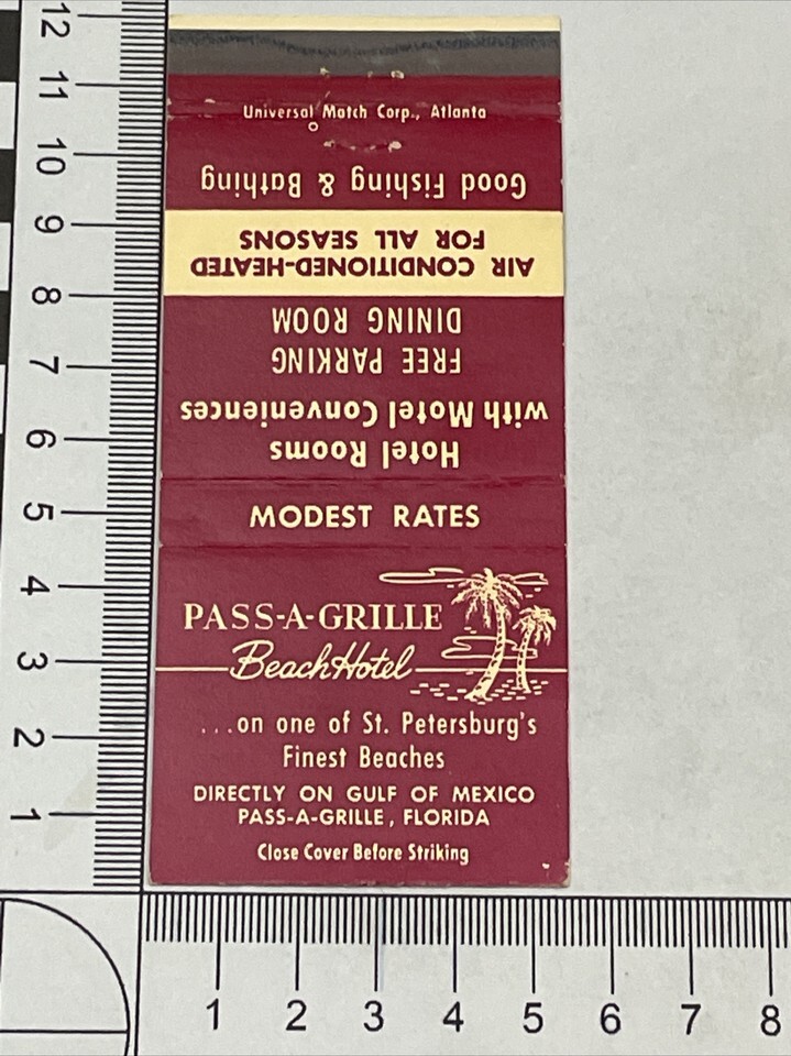 Vintage Matchbook Cover  Pass-A-Grill Beach Hotel  Pass-A-Grill, FL gmh ... - $12.38 Vintage Matchbook Cover  Pass-A-Grill Beach Hotel  Pass-A-Grill, FL gmh ... - $12.38