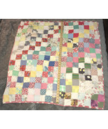 Hand made Stiched Vtg Lap Quilt Baby Blanket 40” X 40” Patchwork Square - £29.97 GBP