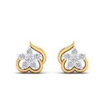 14K Yellow Gold Plated Round Cubic Zirconia Double Heart Mini Stud Earrings For  - $59.99