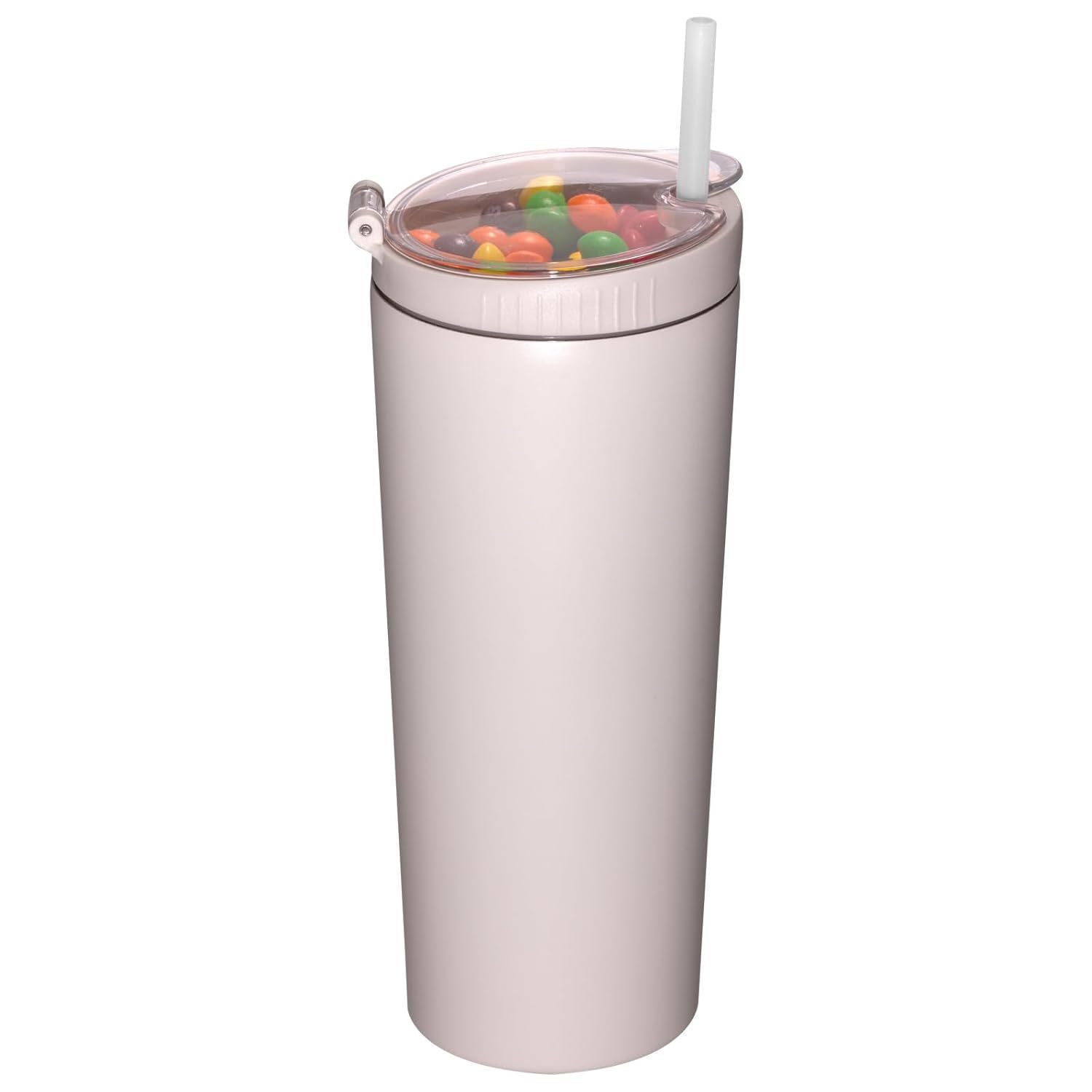 Snack Tumbler With Lid And Straw, Stainless Steel Insulated 2-In-1 Travel Coffee