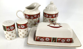 Kobe Charlton Hall Classic Traditions Holiday Salt Pepper Butter Dish Creamer - £55.06 GBP